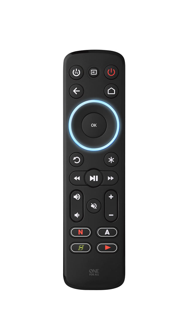 One For All Streamer kaugjuhtimispult multimeediaboksile - juhi kuni 3 seadet - (Roku, Apple TV jne), telereid ja heliribasid - must - URC7935