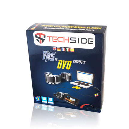 TechSide Video Grabber 2025 - VHS-kassettide digitaliseerimine (USB 2.0) seadistusviisardiga, sh SCART + RCA, VHS/Hi8 videosalvestite jaoks, Windows 11/10, teisendab kassetid MP4-ks