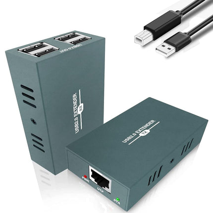 GREATHTEK USB 2.0 Extender, USB over Ethernet Cat 5e/6/7 up to 50m/165ft, 4 Hubs USB Extender Rj45, USB over Ethernet Support Windows/MacOS/Linux etc