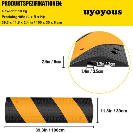 uyoyous kaabelsild 2 kanaliga 100 x 30 x 6 cm tee lävi voolikusild, ülesõidukaitsega kaablitele väljaspool
