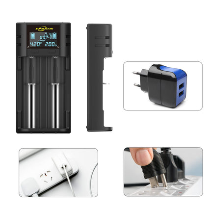 Nutikas 21700 18650 laadija, LCD 21700 laadija 21750 21700 18650 laadija 20700 22700 26650 26700 16340 (RCR123) 17650 17670 NI-MH/NI-Cd AA AAA
