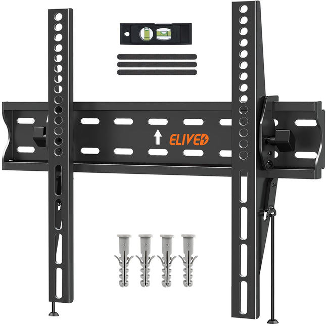 ELIVED teleri seinakinnitus. Kallutatav teleri seinakinnitus enamiku 26–60-tolliste lamedate ja kumerate LED-, LCD-, OLED- ja plasmatelerite jaoks, kaaluga kuni 45 kg, maksimaalne VESA-tugevus 400 x 400 mm, kallutatav telerikinnitus EV007.