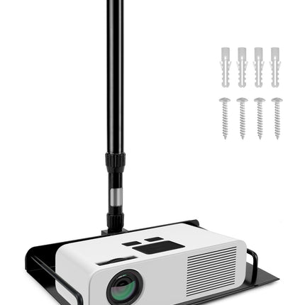 QWORK® lakke kinnitatav projektori kinnitus integreeritud kaablihaldussüsteemiga, reguleeritava kõrgusega 38–60 cm – kandevõime 3 kg – projektoritele ja kaameratele