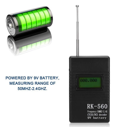 ASHATA kaasaskantav sagedusloendur, täpne RK560 50MHz 2.4G sagedusloendur, kaasaskantav pihuarvuti raadiosageduse tester kahesuunalisele raadiole, Baie walkie-talkie dekooder, CTCSS/DCS SMA emane