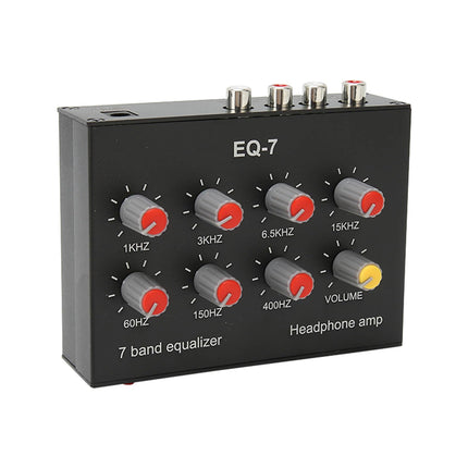 7 Band Car Audio Equalizer, Digital Two-Channel Equalizer, 3.5 mm interface, Input impedance of 20 K, Output input