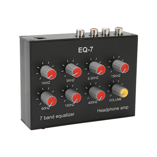 7 Band Car Audio Equalizer, Digital Two-Channel Equalizer, 3.5 mm interface, Input impedance of 20 K, Output input