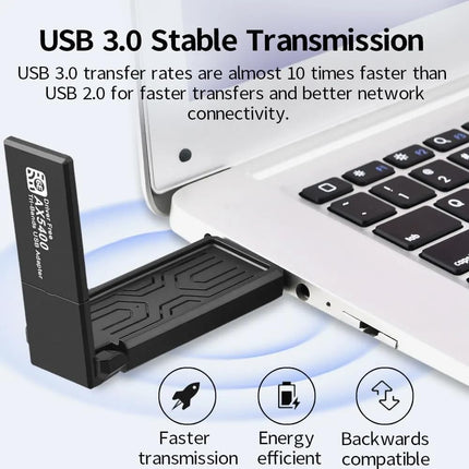 WiFi 6E AX5400 WiFi Adapter USB 3.0 5400 Mbps Wireless Network Card Triple Bands 6GHz with Antenna for PC Laptop Computer