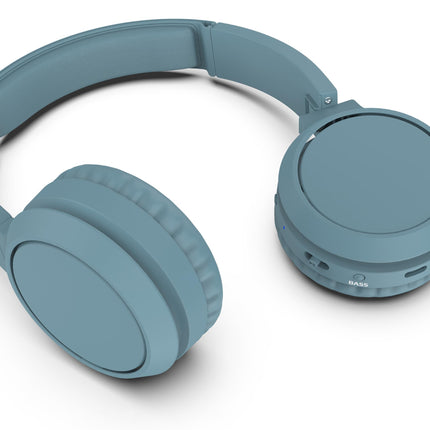 PHILIPS Audio TAH4205BL/00 kõrvaklapid bassivõimendi nupuga (Bluetooth, 29 tundi mänguaega, kiirlaadimine, mürasummutus, kokkupandav), sinine,