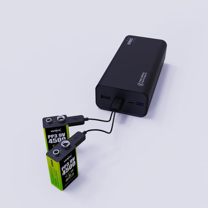 VERICO LoopEnergy 9V Block 4-pack, PP3, 4500 mWh, Rechargeable USB-C Battery, Li-Ion Battery, 2 x Charging Cables USB Type A to 2 x Type C