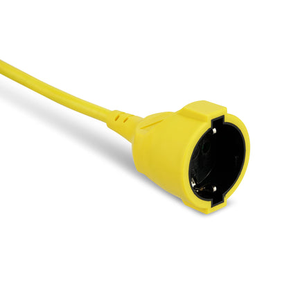 REV pikenduskaabel – 10m pikendus nurga all oleva pistikuga, 3680W, kollane