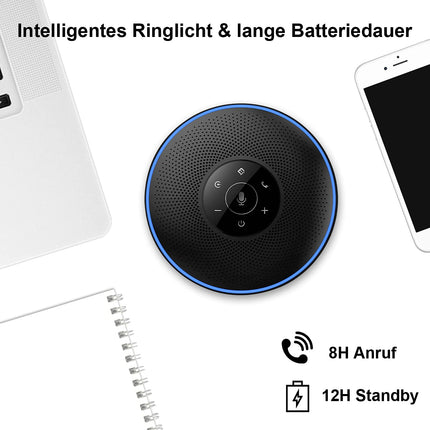 EMEET Bluetooth konverentsikõlarite komplekt - 2 kõlarit dongliga, konverentsikõlar mikrofoniga, 360° hääletuvastus/ühendatav, kõnede/konverentside/veebikoosolekute/tundide/kontori/kodukontori jaoks
