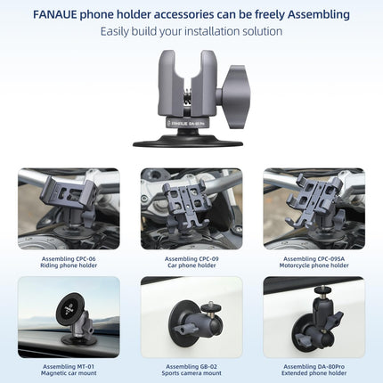FANAUE ühendusvars kleepuva kuulpeaga alusega, mis ühildub RAM Mount B-ga, suurusega 1" kuulpea adapter jalgratta ja mootorratta mobiiltelefoni hoidikule, iminapaga alus auto armatuurlauale kinnitatav autotarvikud