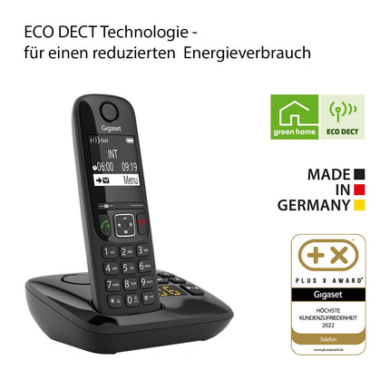 Gigaset AS690A - Juhtmeta DECT-telefon automaatvastajaga - suur, suure kontrastsusega ekraan - reguleeritavad heliprofiilid - käed-vabad funktsioon - ära sega, must [saksakeelne versioon]