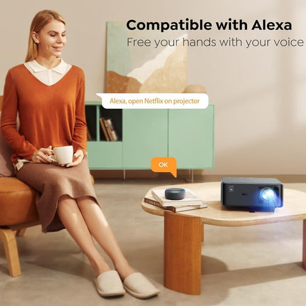 4K Projector with Android TV 11.0, Sound by JBL, Dolby Audio, NFC, Autofocus, Auto Keystone Correction, WiFi6, Bluetooth, YABER K2s 1000 ANSI 1080P Full HD Projector Home Theater Outdoor 300" Display Video Projector