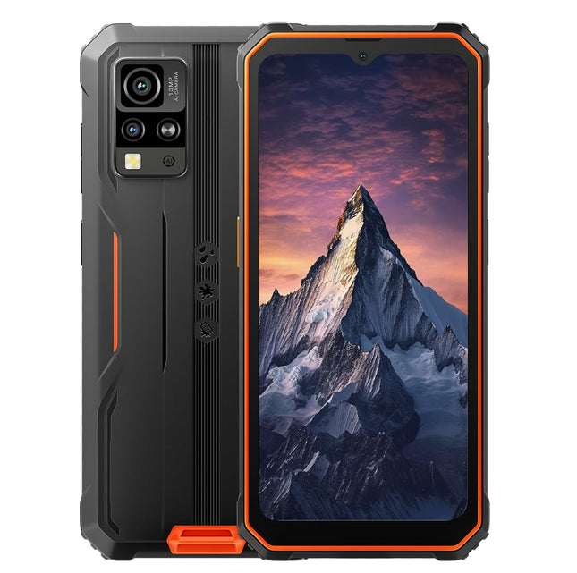 Blackview IP68 õue nutitelefon BV4800 PRO, 12GB+128GB (1TB laienduskaart), 6.56'' HD+ 120Hz, 16MP+8MP+5MP, 3 kaardipesa, Android 14 DUAL SIM nutitelefon, vastupidav, sõrmejäljelugeja, GPS, NFC, oranž