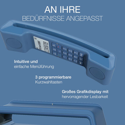 ALCATEL ePure Iconic - Juhtmeta DECT lauatelefon - Vintage-disain - Suur, kõrge eraldusvõimega graafiline ekraan - Käed-vabad funktsioon - Kõnede blokeerimise funktsioon - Sinine