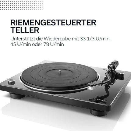 Denon DP400BKEM Turntable (Belt Drive, Tonearm Lift, Built-in Preamp, S-Tonearm) Black