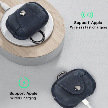 CONTACT'S Family Leather Case for AirPods Pro 2, Custodia Airpods Pro 2 Pelle, Airpods Pro 2 Generation Case, Airpod Pro Case (Blue)