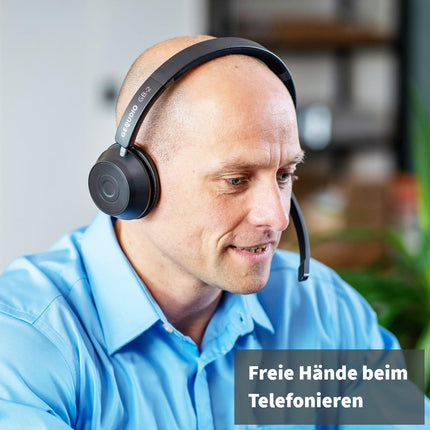 GEQUDIO GB-2 Bluetooth-peakomplekt mikrofoniga | Juhtmevabad kõrvaklapid | Passiivne mürasummutus | Ühenda 2 seadet samaaegselt (mobiiltelefon, arvuti, sülearvuti) | Juhtmevabad peakomplektid | 500 tundi ooterežiimis (ilma USB-adapterita)
