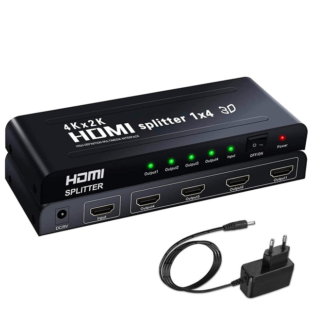 Ozvavzk 4K HDMI jaotur 1 sisend 4 väljundit samaaegne HDMI jaotur 4 monitori peegel-HDMI jaotur 1 sisend 4 väljundit toetab 4K UHD HDCP1.4 3D 1080P Full HD ühilduvust (jaotur 1 sisend 4 väljundit)