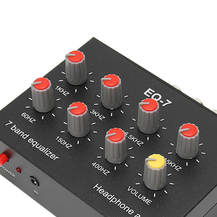 7 Band Car Audio Equalizer, Digital Two-Channel Equalizer, 3.5 mm interface, Input impedance of 20 K, Output input