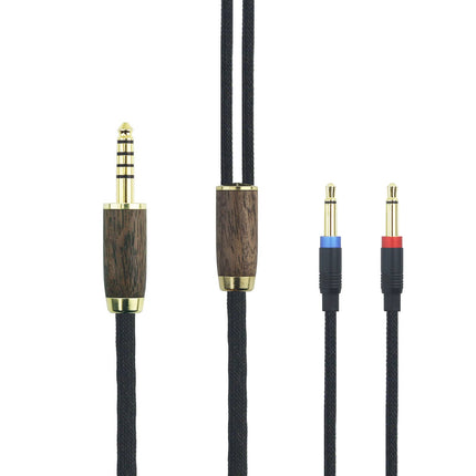 4.4mm balanced cable 6N OCC copper silver-plated cable Walnut wood shell Compatible with Denon AH-D600, AH-D7200, AH-D7100, AH-D9200, AH-D5200, Meze 99 Classics, Meze 99 Neo, Focal Elear headphones