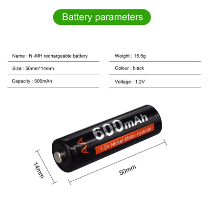CITYORK päikesepatarei AA 600mAh + aku AAA 300mAh 1.2V NI-MH laetav, päikesepatarei päikeselampidele, päikeselampidele, aiavalgustitele, päikeseradadele, päikeseenergial töötavatele LED-valgustitele, äratuskelladele, mänguasjadele (16 tk pakis)