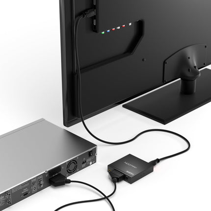 deleyCON SCART to HDMI Converter with Audio Extractor SCART + HDMI Input to HDMI Output Coaxial + 3.5mm Audio Output SCART to HDMI