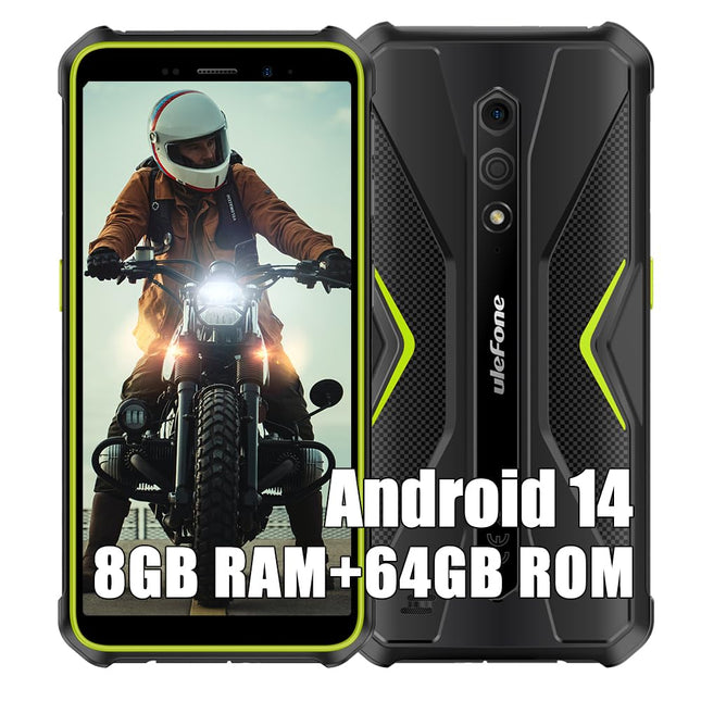 Ulefone Armor X12 Pro Outdoor Handys ohne Vertrag, MTK G36 8GB+64GB Outdoor Smartphone Android 14, 13MP+8MP, 5.45" HD+, 4860mAh Akku, IP68 Handy ohne Vertrag, Dual SIM 4G NFC OTG GPS FM,Grün