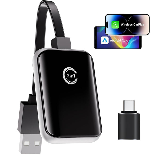 CarPlay juhtmevaba adapter 2025 koos OTA uuendusega, Plug &amp; Play, ühekordne konfiguratsioon automaatseks ühenduseks, juhtmevaba iPhone iOS 10+ jaoks, USB ja Type-C