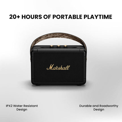 Marshall Kilburn II Bluetooth Portable Water-Resistant Speaker, Wireless - Black and Brass
