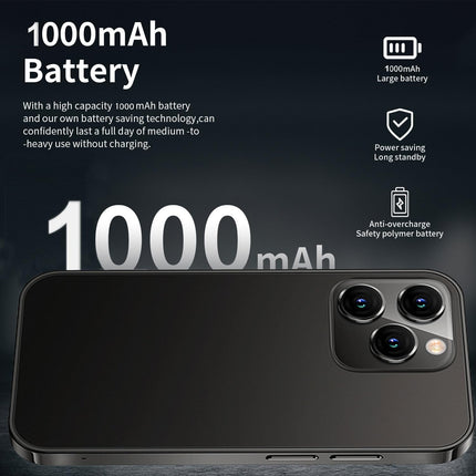 Hipipooo minitelefon, 3G nutitelefon, 3-tolline 1000mAh Android 8.1 varundusnutitelefon, 2GB+16GB (XS15-must)