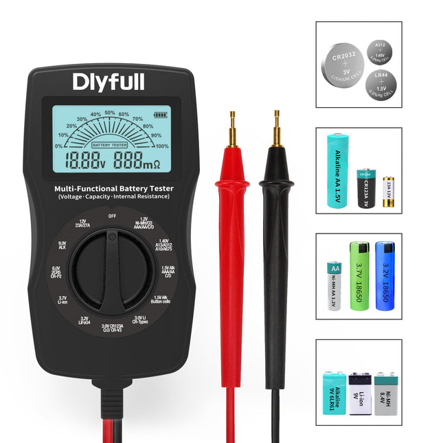 Dlyfull aku tester universaalne LCD aku tester, professionaalne digitaalne akumõõtur laetavate akude, nööppatareide jms jaoks, täpne aku mahtuvuse, pinge, sisemise takistuse aku tester, B3