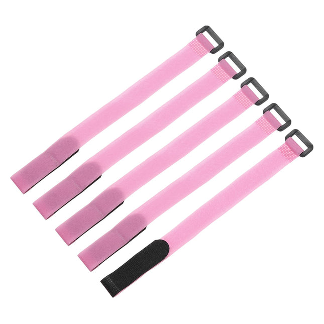 sourcing map Reusable Battery Tie Down Straps, 2 x 30.5 cm Pink Nylon Multipurpose Battery Holder Adjustable Strap Hook and Loop Fastener for Home, Office, RC, Boat, Car, Pack of 5
