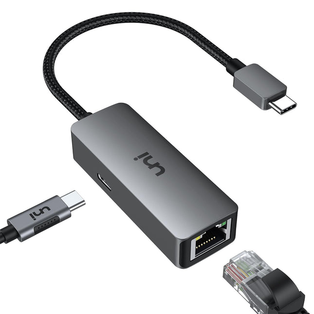 uni USB-C to Ethernet Adapter 100W PD, 1Gbps Gigabit RJ45 LAN Network Adapter with Power Delivery - Compatible with Laptop, MacBook Pro/Air, Dell XPS, iPad Pro