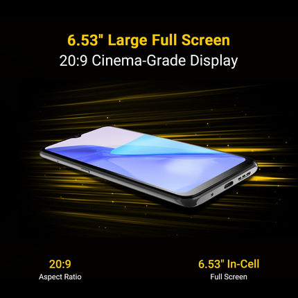 UMIDIGI nutitelefon ilma lepinguta, 3GB+64GB mobiiltelefon soodne, 6150mAh aku, mobiiltelefon ilma lepinguta, 6,53" HD+ ekraan, kaheksatuumaline, 16MP+8MP, 3 kaardipesa, kahe SIM-kaardiga 4G mobiiltelefon/OTG (must)