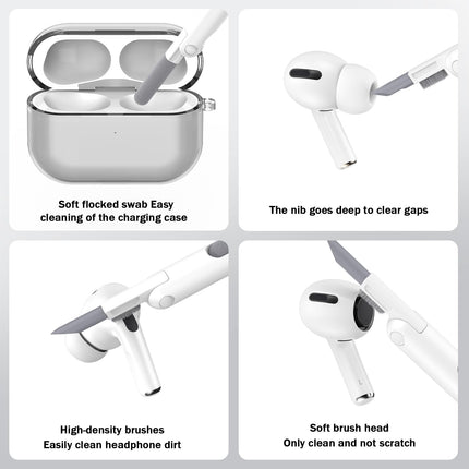 MHYALUDO Transparent Case Compatible with Airpods Pro Case, Compatible with Airpods Pro (2019) Case, Transparent Soft Shockproof Protective Case with Cleaning Pen with Lanyard, Black