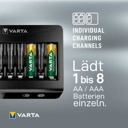 VARTA akulaadija, laetavate AA/AAA akudele, kuni 8 akule, LCD-multilaadija+, ühe pesaga laadimine, laadimata