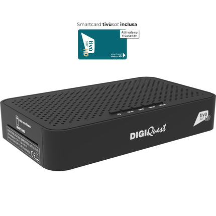DIGIQUEST Tivùsat Maximo Combo vastuvõtja | DVB-S2 ja DVB-T2 | 2-ühes kaugjuhtimispult | Tivùsat kiipkaart kaasas | Salvestusfunktsiooni saab aktiveerida | DAZN 1 ja 2 kanalit lubatud | Must