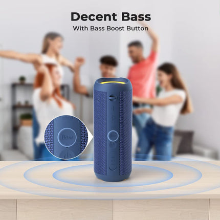 RIENOK Bluetooth Speaker with Light Bluetooth 5.3 Music Box Bass Wireless Box with IPX7 Waterproof Stereo Sound Portable (Blue, 3,600 mAh)