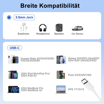 【3 ühes】USB C - 3,5 mm pistikupesa kõrvaklappide adapter laadijaga OTG USB-adapter, C-tüüpi Aux Audio kõrvaklappide pesa jaotur Samsung Galaxy S22/S21/S20 iPad Pro Air Pixel 6/5/4 (valge)