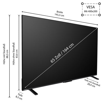 Toshiba 65QV2363DAW 65-tolline QLED-teler/VIDAA nutiteler (4K UHD, HDR Dolby Vision, kolmekordne tuuner, Dolby Audio) [2024]