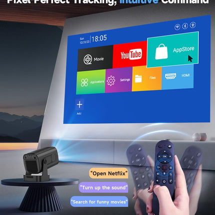 【Autofookus ja 1080P】 Mini nutikas projektor 4K toega, kaasaskantav projektor WiFi ja Bluetoothiga, 5W kõlar, Android-projektor, hääljuhtimine, õues kasutatav filmiprojektor