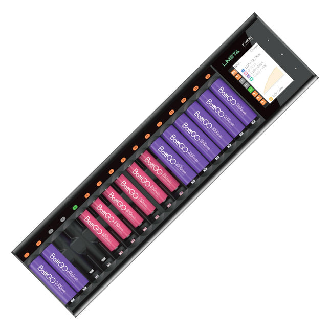 LIMETA 16 pesaga AA AAA akulaadija - universaalne USB Type-C akulaadija LCD-ekraaniga - laetav kiirlaadija Li-Ion LiHv NI-MH NI-Cd akude jaoks