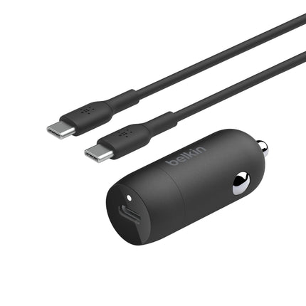 Belkin BoostCharge 30W Fast Car Charger, Compact Model with USB-C Power Delivery Port, Includes USB-C/USB-C Cable, Compatible with iPhone 16, Galaxy S24, iPad, Pixel, and More