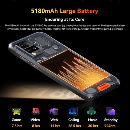 Blackview BV4800 Pro 12GB+128GB Outdoor Smartphone without Contract, 6.56" HD+ Outdoor Smartphone Android 14, 13MP+5MP, 5180mAh Battery, IP68 Waterproof Mobile Phone, Dual 4G LTE, NFC, OTG, GPS, FM, Green