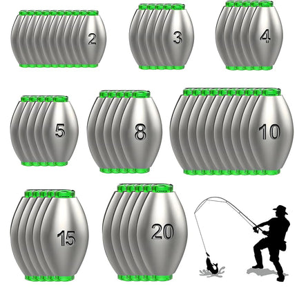 Udbrud 50-osaline kalastusplii, Dropshot-plii, eemaldatav jahvatusplii, kalastusraskuste komplekt, Dropshot-plii komplekt 2g, 3g, 4g, 5g, 8g, 10g, 15g, 20g, kalastustarvete komplekt spordipüügiks õues
