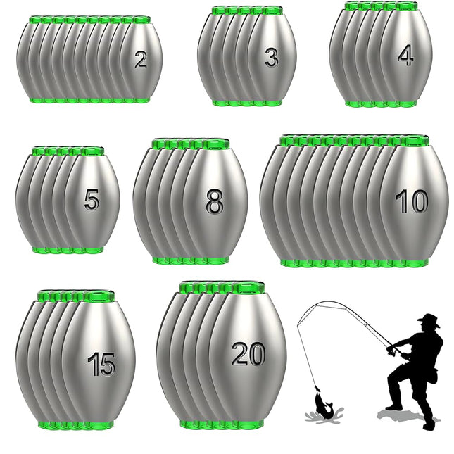 Udbrud 50-osaline kalastusplii, Dropshot-plii, eemaldatav jahvatusplii, kalastusraskuste komplekt, Dropshot-plii komplekt 2g, 3g, 4g, 5g, 8g, 10g, 15g, 20g, kalastustarvete komplekt spordipüügiks õues