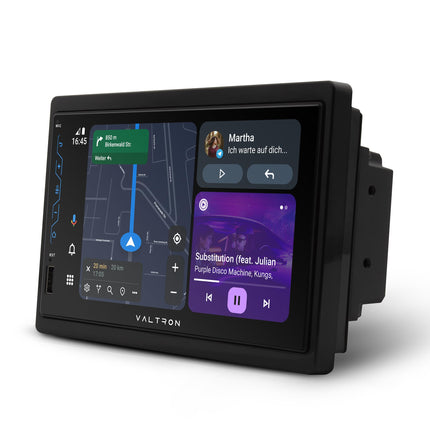 VALTRON RX-820HD 2-DIN multimeedia autoraadio, 7-tolline puutetundlik ekraan, juhtmevaba Android Auto ja CarPlay, USB, Bluetooth, tipptasemel tuuner, 16-ribaline graafiline ekvalaiser, must, tahavaatekaamera (SET1)