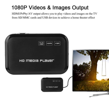 VBESTLIFE 1080P videopleier HDMI VGA, meediapleier multimeediapleier USB-mälupulgahoidjaga, 2,5T kõvaketas, SD-kaardi tugi MKV, MOV, AVI, M2TS, TP, TRP, IFO,